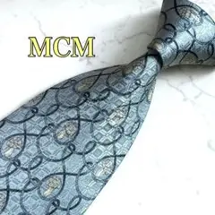 MCM ネクタイ ライトブルー キノコ マッシュルーム柄 総柄 イタリア製 — image 1