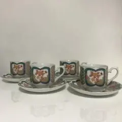 コーヒーカップ　ソーサー4客セット　レトロ — image 1