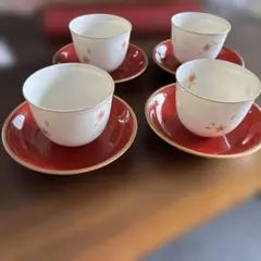 Adam & Eve 橘吉 湯呑み 4客セット 桜柄　茶托4枚 — image 1