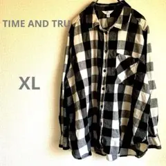 TIME AND TRU 長袖シャツ 【XL 】ブラック・ホワイトチェック — image 1