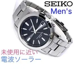 SEIKO　電波ソーラー　メンズ腕時計　ブラック文字盤　シルバー針　未使用に近い — image 1