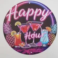 Happy hour ブリキ看板 アメリカン雑貨 OE1001 — image 1
