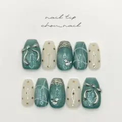 【現品・サイズ変更可能】No.113 ネイルチップスパークリングジュビリー夏 — image 1