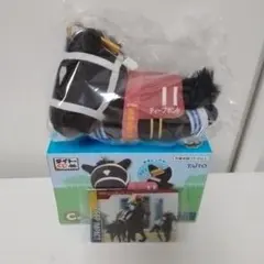 競馬　タイトーくじ　ディープボンドぬいぐるみとディープインパクトのカードのセット — image 1
