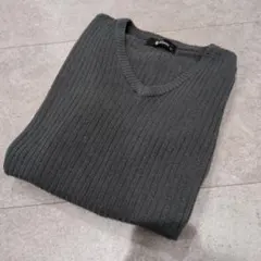 【匿名配送/送料無料】Vネック リブニット ダークグレー — image 1