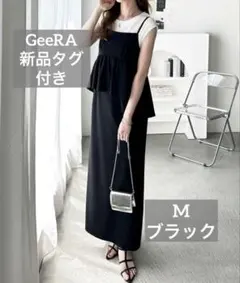 新品タグ付 GeeRA ペプラムキャミワンピース 黒 M ロングワンピ きれいめ — image 1