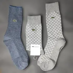 訳あり　LACOSTE ラコステ ソックス グレー 25-27cm　3点 — image 1