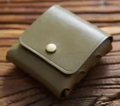 杤木レザー Alice & Elmer 本革ミニ財布小銭入れオリーブ カーキ — image 1