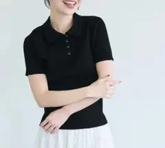 coca コカ Lサイズ ポロニットトップス黒 — image 1