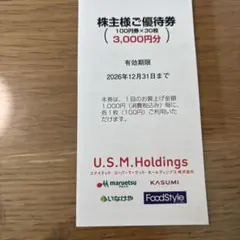 U.S.M.Holdings 株主様ご優待券 3000円分 — image 1