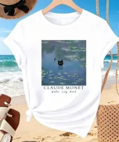 Claude Monet 猫 プリントTシャツ 白 大きめＳ — image 1