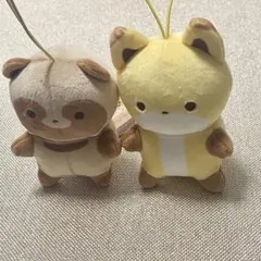 タヌキとキツネ ましゅもっち ひとくちサイズ マスコット 2種セット　タグ付き — image 1