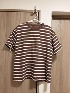 【coca】コカ 太ボーダー Tシャツ ブラウン 茶色 白 綿100% — image 1