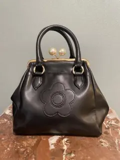 MARY QUANT がま口 ハンドバッグ パール ブラック — image 1