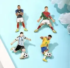 W杯　ピンバッジ4個セット メッシ　 クリロナ ムバッペ　エムバペ ネイマール — image 1
