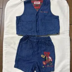【美品】Miki House デニムベスト 80cm セットアップ — image 1