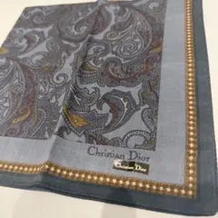 ChristianDior 大判 ハンカチ ペイズリー ブルー系 総柄 — image 1