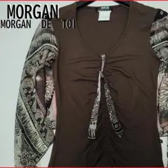MORGAN DE TOI Vネック カットソー ブラウス 袖シースルー 長袖 — image 1