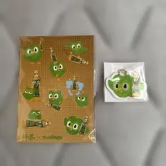 【非売品】特茶×デュオリンゴ　ステッカー　アクリルキーホルダー Duolingo — image 1