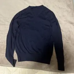 ネイビー Vネック 長袖ニット — image 1