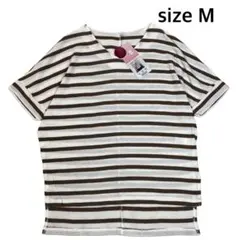 ︎︎【size M】 新品未使用　ワッフルボーダープルオーバー　ドライ　抗菌防臭 — image 1