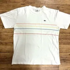 【LACOSTE】ラコステ マルチカラー ストライプ Tシャツ 白 ボーダー — image 1