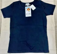 綿100 リブニットTシャツ　M ブラック　新品タグ付　上質　丸首 — image 1