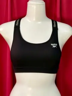 G662☆Reebok/スポーツブラ☆サイズM ブラック ロゴストラップ — image 1