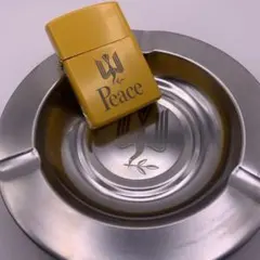 【オク】【灰皿付き】　ピース PEACE イエロー　オイルライター — image 1