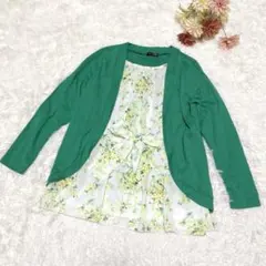 s.437【ノンアンドビリー】重ね着トップス カーディガン ブラウス 花柄 M — image 1