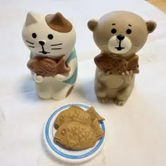 【3点セット】デコレ コンコンブル たい焼きセット ねこ カワウソ プレート — image 1