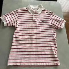 LACOSTE ラコステ ボーダー ポロシャツ レッド ホワイト — image 1
