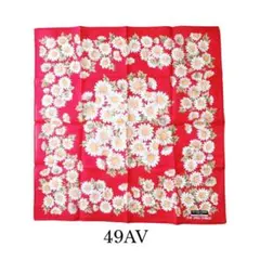 【未使用/シール付】ジュンコシマダ ハンカチ 赤 マーガレット 花柄 42cm — image 1