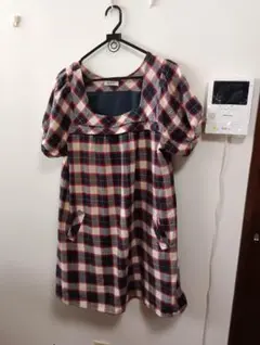 RAPTY 半袖ワンピース赤ネイビーチェックL — image 1