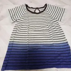 ボーダー半袖ニットチュニック — image 1