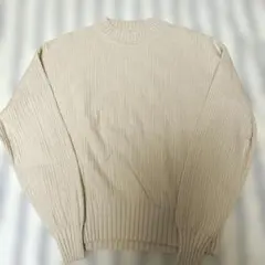 ベージュ リブ編み 長袖セーター／メルローズクレール — image 1