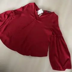 新品　Bershka 長袖 ブラウス レッド Mサイズ — image 1