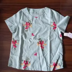 新品未使用タグ付き刺繍半袖シャツLサイズ — image 1