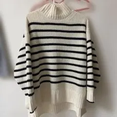 chocol raffine robe ボーダー ハイネックニット — image 1