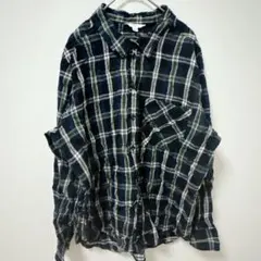TIME AND TRU チェック シャツ 【XL】 ネイビー 緑 長袖 — image 1