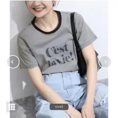 【美品】スローブイエナ ボーダーTシャツ 日本製　ネイビー　カットソー — image 1