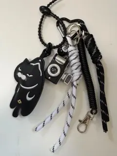 新品　黒猫ちゃん　じゃらじゃら　パラコート　スマホストラップイヤホンケース — image 1