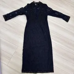 ZARA BASIC ネイビー レース ワンピ — image 1