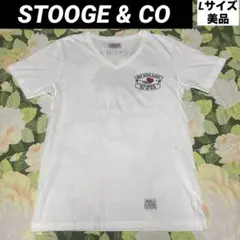 美品【値下げOK】STOOGE & GO VネックTシャツ L 白ホワイト バラ — image 1
