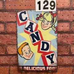 CANDY デリシャスフード 《129》ブリキ 看板 レトロ風 ☻ — image 1