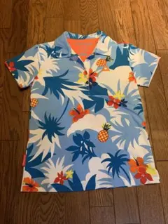 【美品】le coq sportif 花、パイン柄ゴルフポロシャツ M — image 1