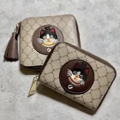 TOUTOU ハチワレ 猫 刺繍 二つ折り財布 カードケース 2個セット — image 1