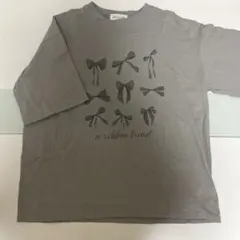 グレー 半袖 Tシャツ リボンプリント — image 1