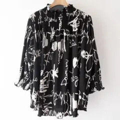 lavimore　黒 五分袖ブラウス　M～Ｌ — image 1