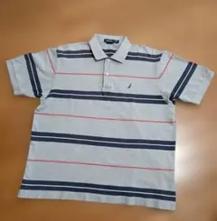 NAUTICA グレーボーダーポロシャツ　XL — image 1